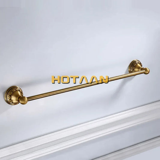 Artfan Antique Brass Towel Holder Single Bar 30-60cm, Solid Aluminium Towel Rack