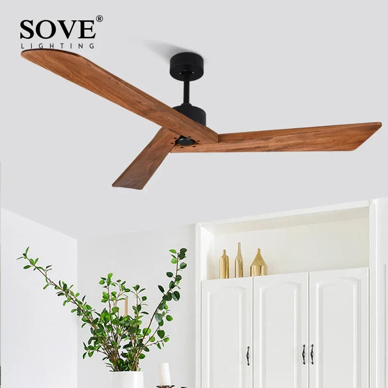Artfan 60" Wood Ceiling Fan, Remote Control, Creative Living Room Dining Room Loft, DC Fan