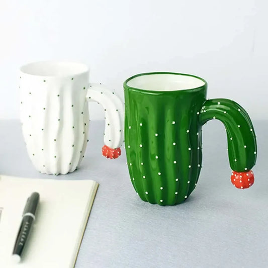 Artfan 3D Cactus Style Ceramic Mug with Special Handle - Tea, Coffee, Milk Cup
