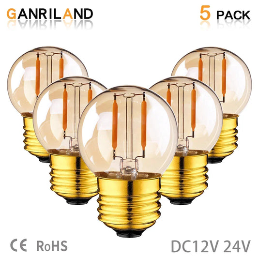 Artfan Amber Glass LED Bulb G40 1W E12 E14 Base 2200K Low Voltage for RV Ship