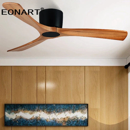 Artfan 36" Wooden White Ceiling Fan with Remote Control - Modern Indoor Solid Wood Fan