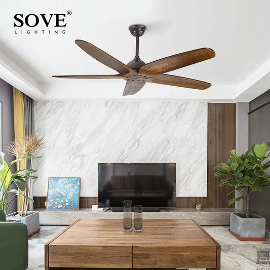 Artfan 60 Inch Wooden Blade DC Ceiling Fan Remote Control Vintage Home Decor