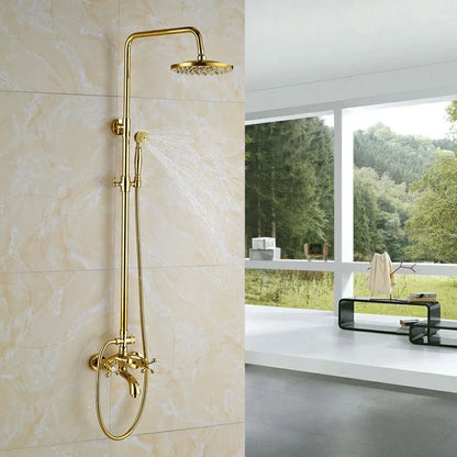 Artfan Golden Shower Mixer Taps with 8" Rainfall Shower Head and Handshower