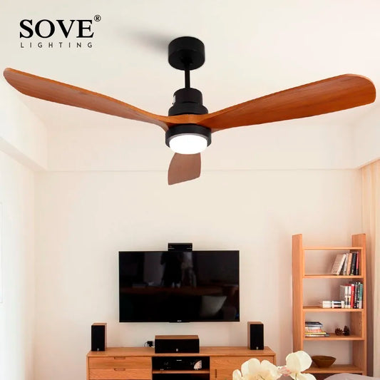 Artfan 52" Wood Ceiling Fan Remote Control 3 Blades for Home Living Bedroom