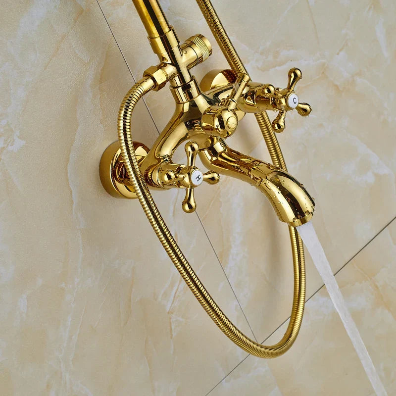 Artfan Golden Shower Mixer Taps with 8" Rainfall Shower Head and Handshower