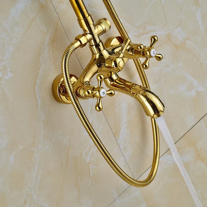 Artfan Golden Shower Mixer Taps with 8" Rainfall Shower Head and Handshower