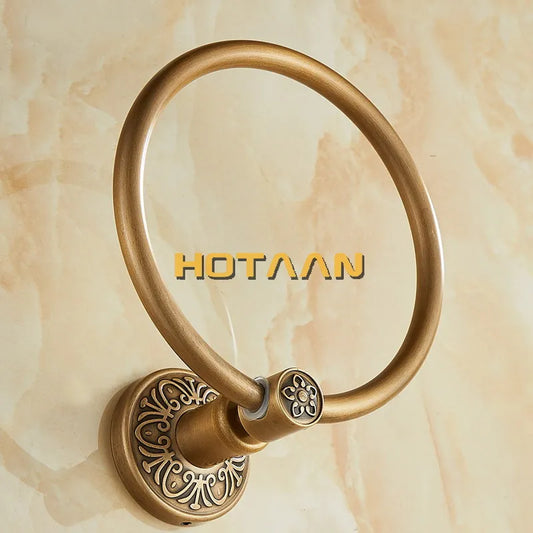 Artfan Antique Brass Towel Ring - Wall-Mounted Round Towel Holder for Bathroom