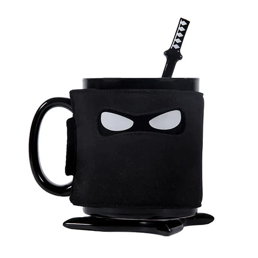 Artfan lighting Black Ninja Mug, Unique Ceramic Tea Cup, Creative Novelty Gift