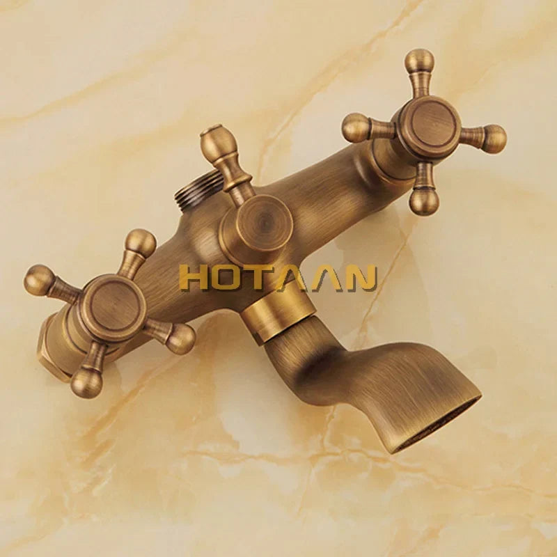 Artfan Antique Brass Hand-Held Shower Head Kit - Wall Mounted Shower Faucet