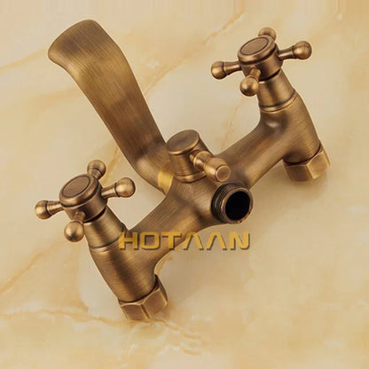 Artfan Antique Brass Hand-Held Shower Head Kit - Wall Mounted Shower Faucet