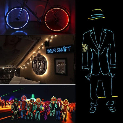 Artfan 3V Neon Light EL Wire Rope 1m/3m/5M Glow Strip LED Shoes Clothing Car