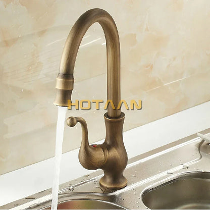 Artfan Antique Brass Swivel Basin Mixer Tap - YT-6034
