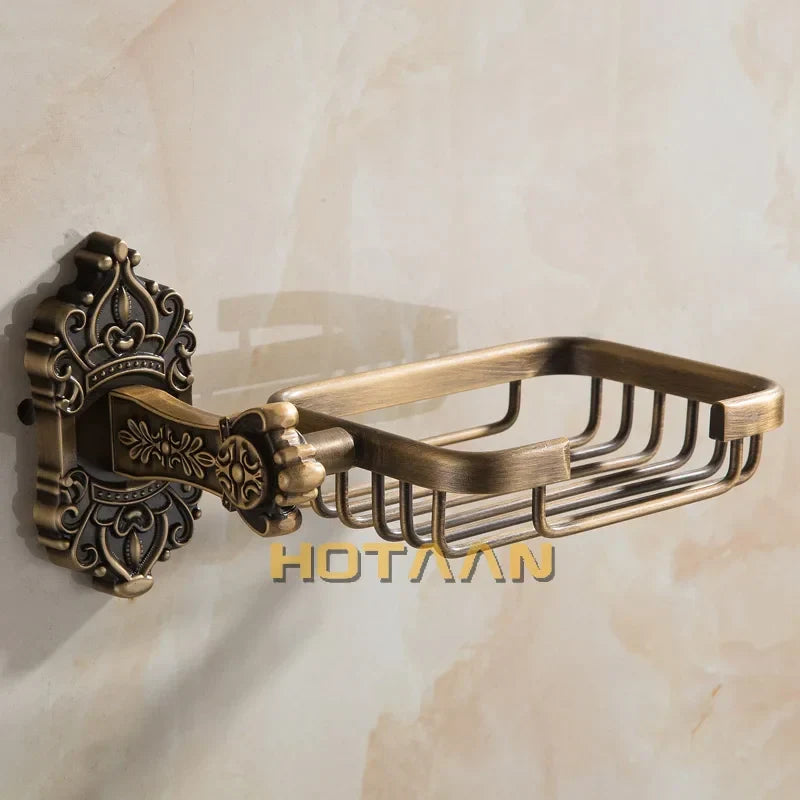 Artfan Antique Brass Wall Mount Soap Basket for Bathroom Essentials