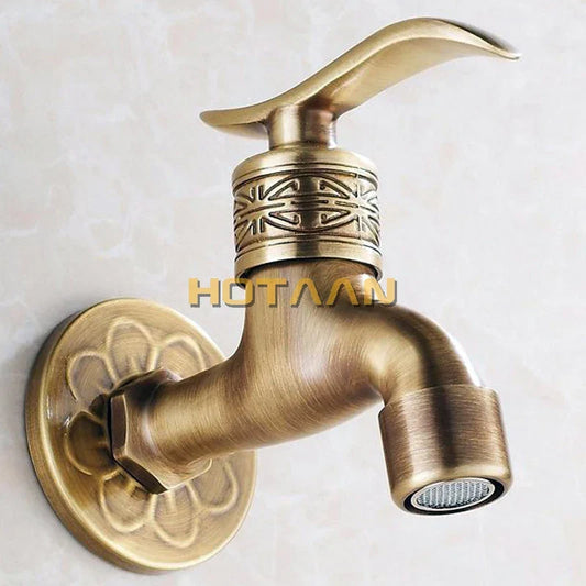 Artfan Antique Brass Wall Mount Bathroom Faucet
