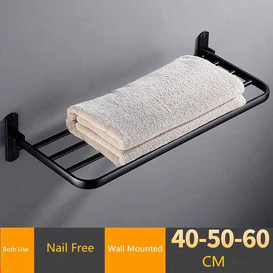 Artfan Aluminum Towel Rack: Movable Bath Holder, Black/White, 40/50/60 CM