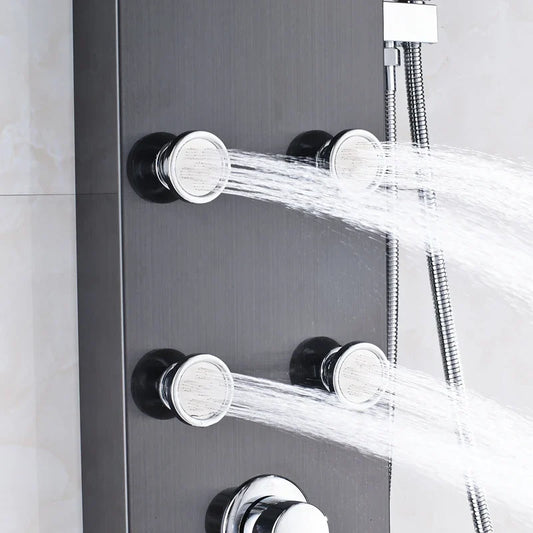 Artfan lighting Black Massage Jets Rain Shower Column Thermostatic Mixer Shower Panel