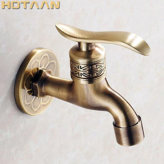 Artfan Antique Brass Wall Mount Bathroom Faucet