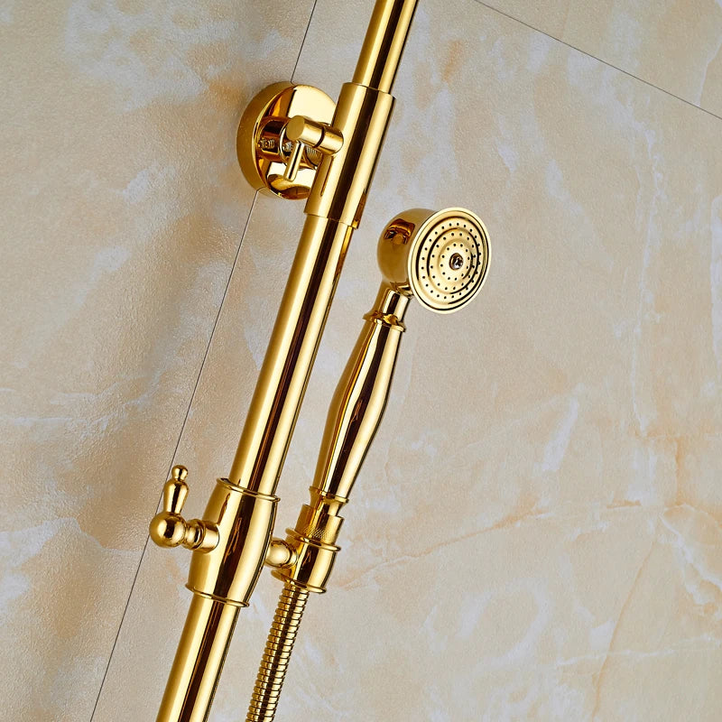 Artfan Golden Shower Mixer Taps with 8" Rainfall Shower Head and Handshower