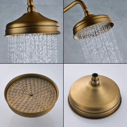 Artfan Antique Brass Shower Set with 8" Rainfall Head and Hand Sprayer