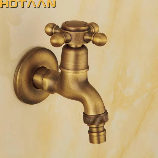 Artfan Antique Brass Finish Wall Mount Garden Bibcock Faucet
