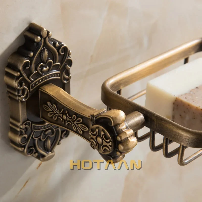 Artfan Antique Brass Wall Mount Soap Basket for Bathroom Essentials