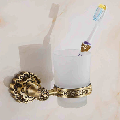 Artfan Antique Brass Wall Mounted Toothbrush Holder for Bathroom Décor
