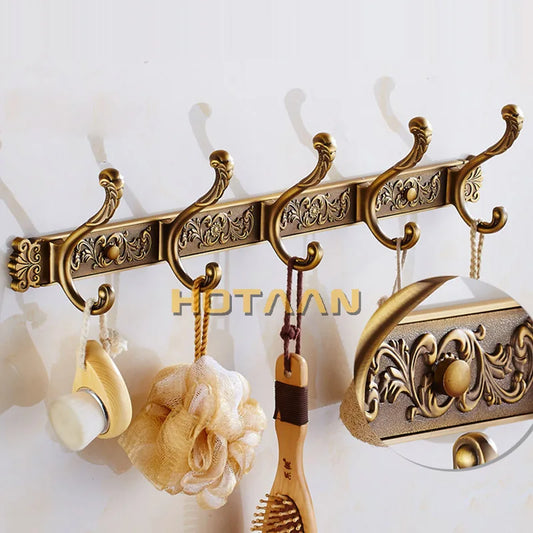 Artfan Antique Brass Robe Hook Towel Holder Bathroom Accessories Wall Mount