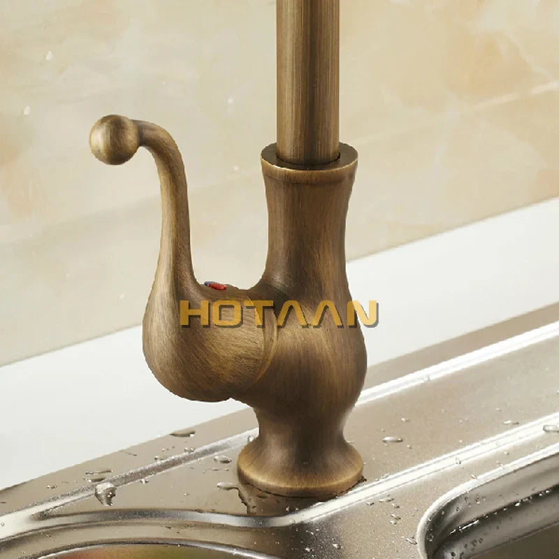 Artfan Antique Brass Swivel Basin Mixer Tap - YT-6034