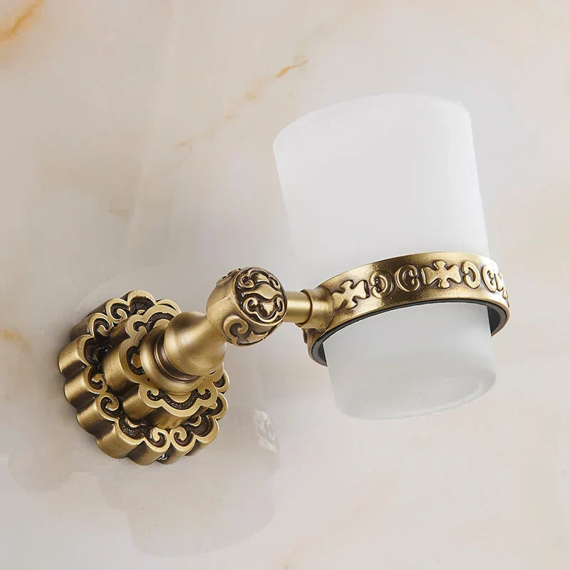 Artfan Antique Brass Wall Mounted Toothbrush Holder for Bathroom Décor