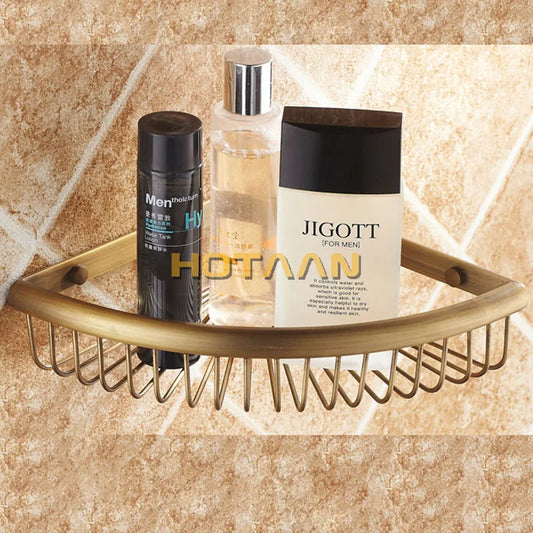 Artfan Antique Brass Double Layer Bathroom Shower Shelf