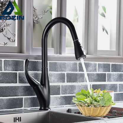 Artfan lighting Black Kitchen Faucet Pull Out Mixer with Single Handle and Stream Spray