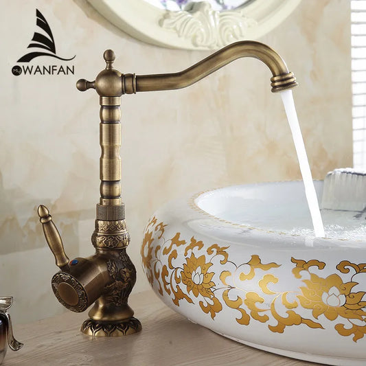 Artfan Antique Bronze Basin Faucet, Single Handle Deck Mounted Mixer Tap, High Quality