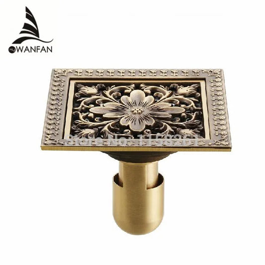 Artfan Antique Brass Square Shower Floor Drain Strainer Grate - HJ-8702S