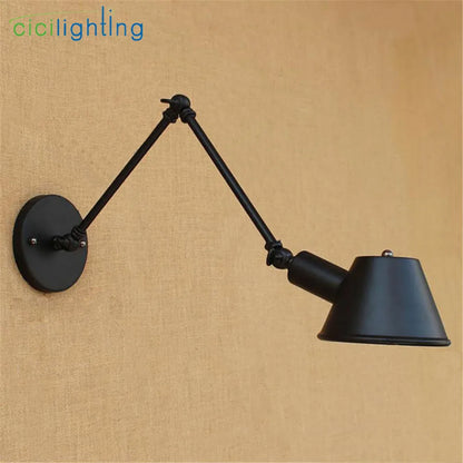 Artfan Antique Metal Shade Double Swing Arms Wall Lights for Home Office Study