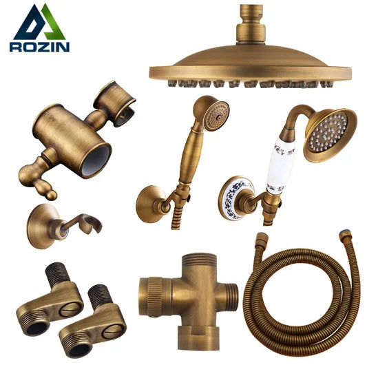 Artfan Antique Brass Shower Set with 3-Way Diverter and Handshower