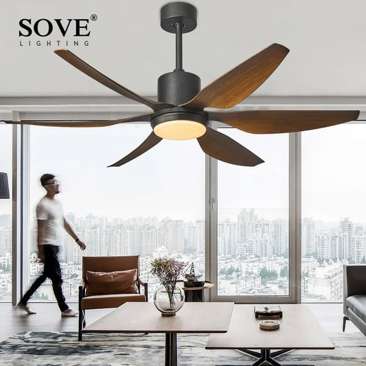 Artfan 66" Modern LED Brown Ceiling Fan with Remote Control for Living Room