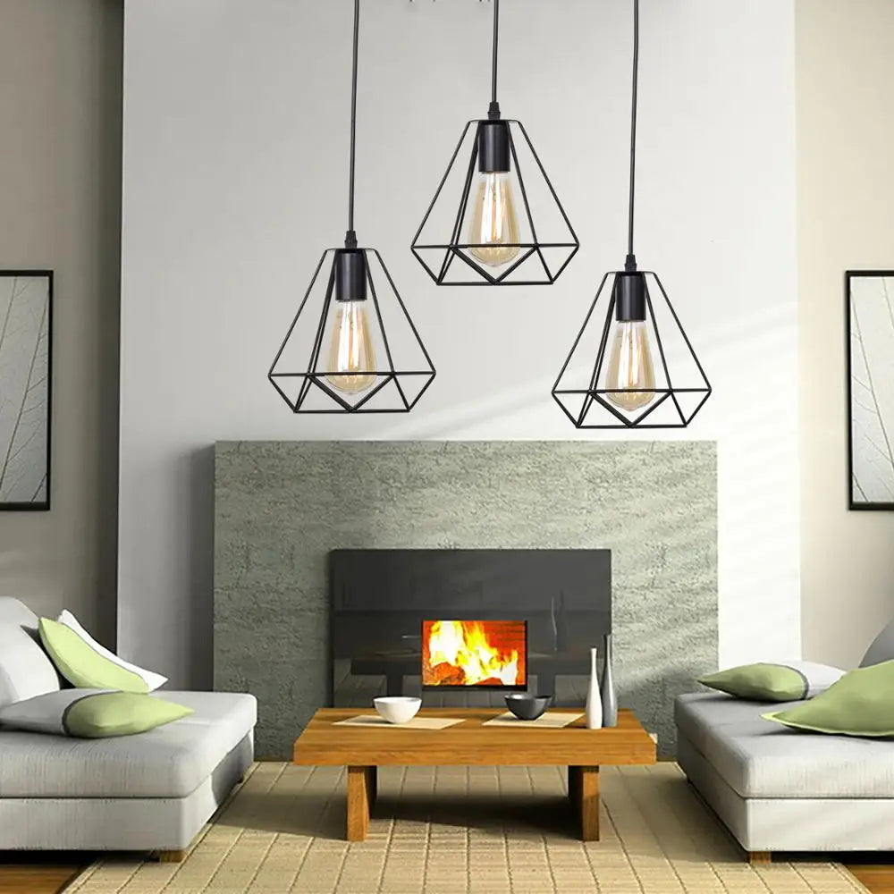 Artfan lighting Black Iron Pendant Lights for Kitchen Living Room Bedroom Restaurant