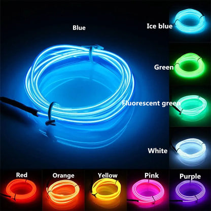 Artfan 3V Neon Light EL Wire Rope 1m/3m/5M Glow Strip LED Shoes Clothing Car
