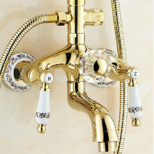 Artfan 8" Rainfall Shower Tub Faucet Set with Rotate Spout and Two Handles