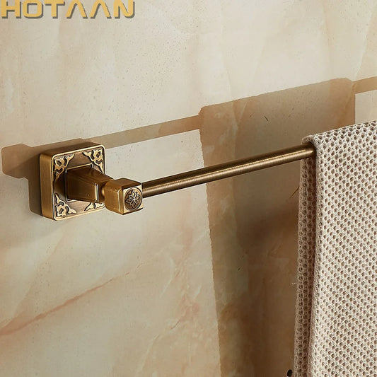 Artfan Antique Brass Single Towel Bar, Wall Mounted Bathroom Accessories