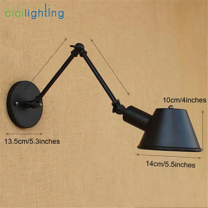 Artfan Antique Metal Shade Double Swing Arms Wall Lights for Home Office Study