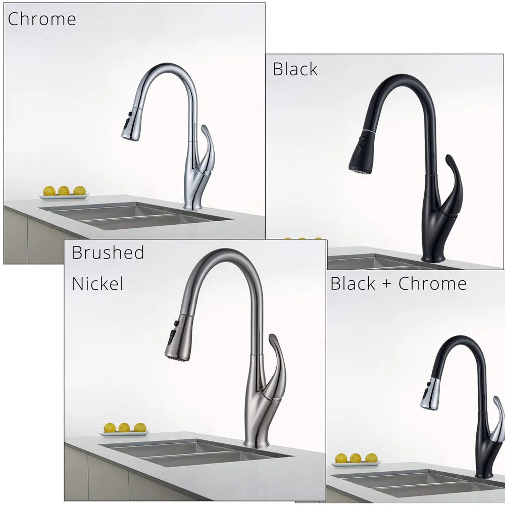 Artfan lighting Black Kitchen Faucet Pull Out Mixer with Single Handle and Stream Spray
