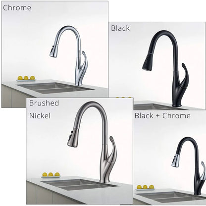Artfan lighting Black Kitchen Faucet Pull Out Mixer with Single Handle and Stream Spray