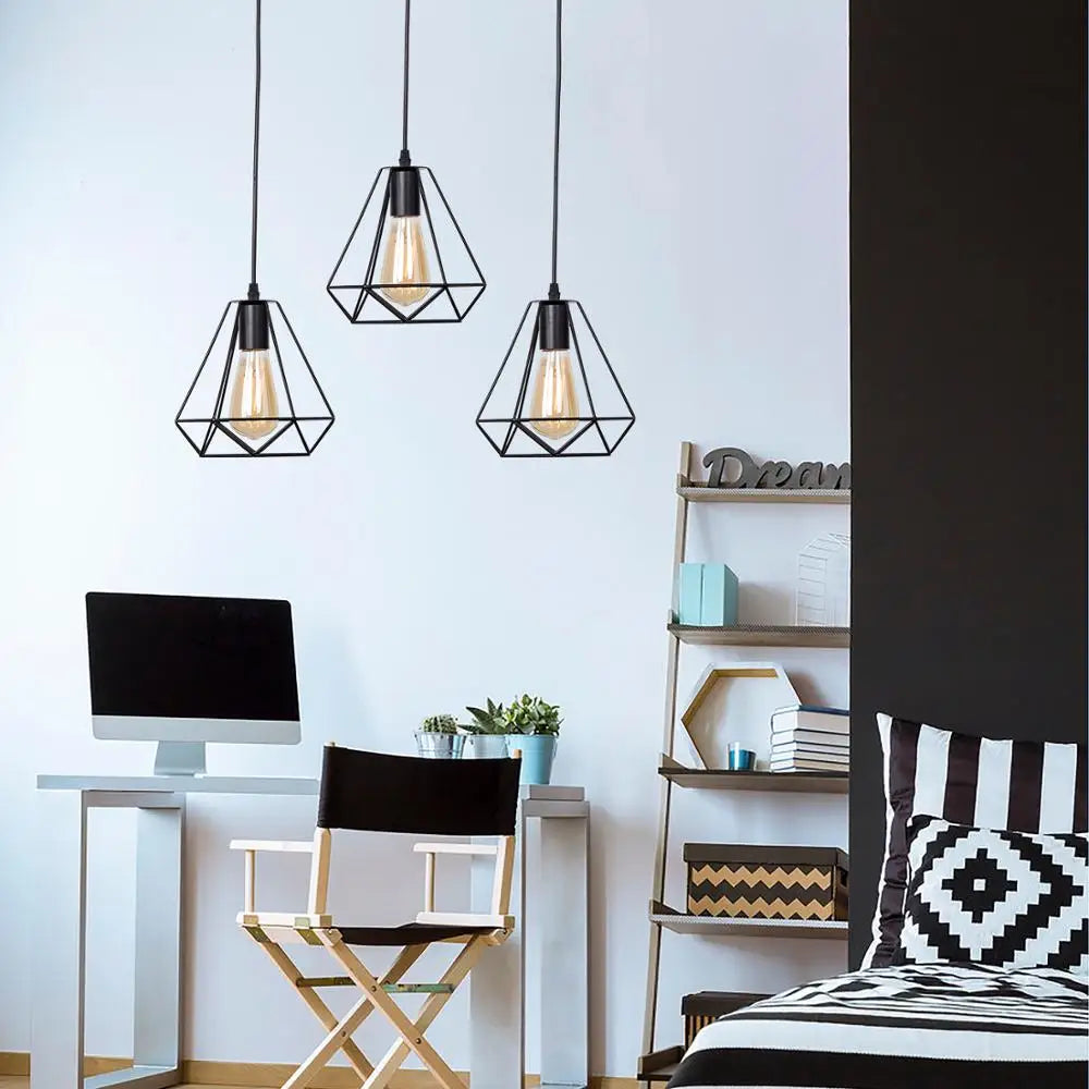 Artfan lighting Black Iron Pendant Lights for Kitchen Living Room Bedroom Restaurant