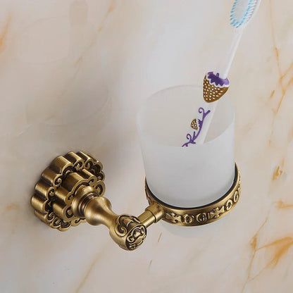 Artfan Antique Brass Wall Mounted Toothbrush Holder for Bathroom Décor