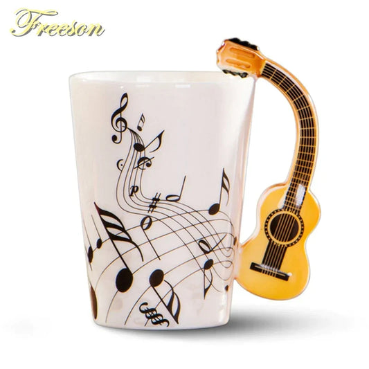 Artfan Acoustic Guitar Mug 400ml Ceramic Coffee Cup Music Tea Tumbler Decoration