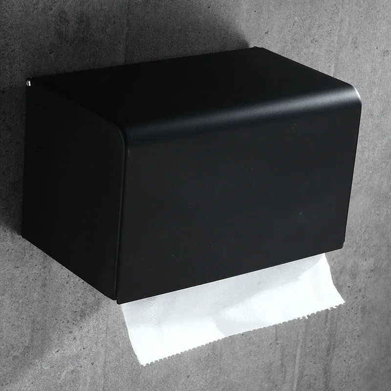 Artfan lighting Black Aluminum Bathroom Paper Holder: Elegant Tissue Box Rack & Toilet Paper Holder