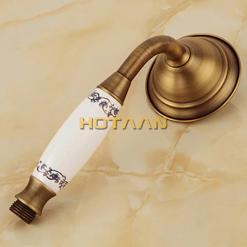 Artfan Antique Brass Hand-Held Shower Head Kit - Wall Mounted Shower Faucet