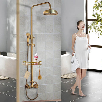 Artfan Antique Brass Rainfall Shower Faucet Set with 2 Functions