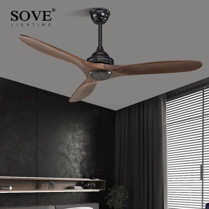Artfan lighting Black Wood Industrial Ceiling Fan Remote Control DC 220v